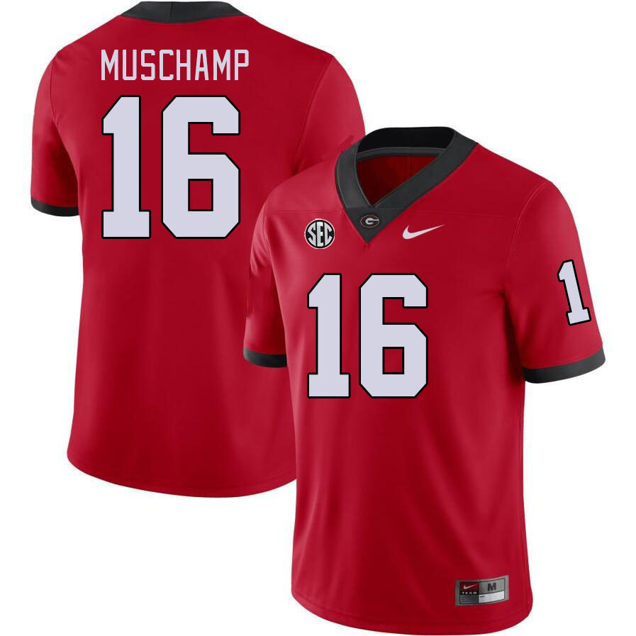 Georgia Bulldogs #16 Jackson Muschamp College Football Jerseys Stitched-Red